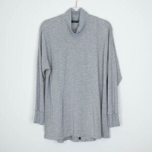 LL Bean Womens Softflex Mockneck Pullover Sweatshirt Size‎ XL Gray Outdoors Cozy